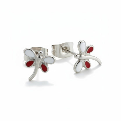 Stalen Emaille oorbellen Libelle - Aramat Jewels - Oorbellen - cadeautip
