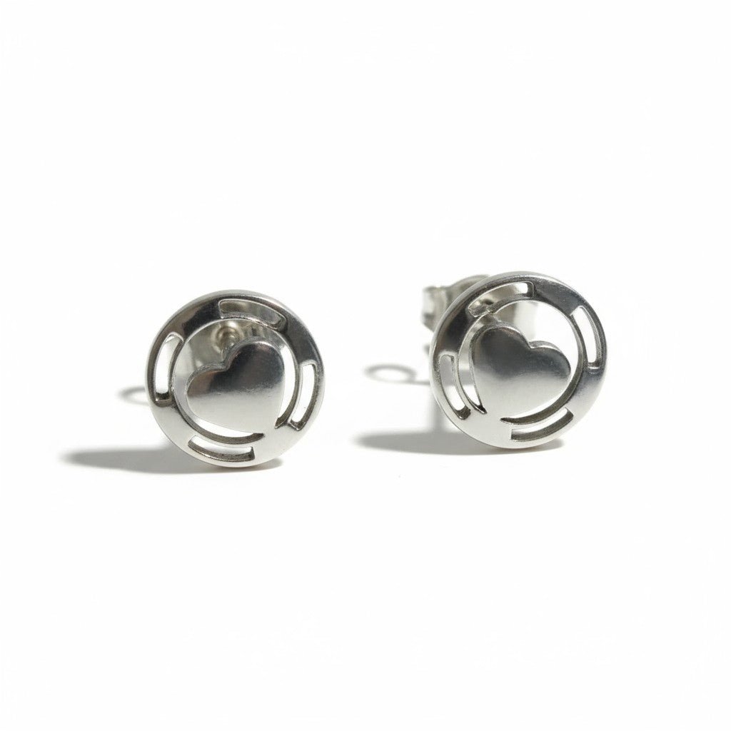 Stalen Hartjes Oorbellen Zilverkleur 9mm Staal - Aramat Jewels - Oorbellen - cadeautip