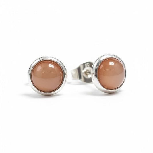 Stalen Kattenoog Oorbellen 8mm – Oranje/Rood - Aramat Jewels - Oorbellen - cadeautip