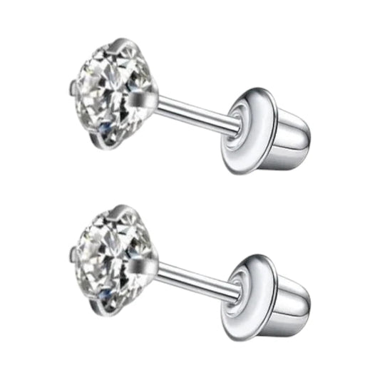 Stalen kinderoorbellen - 3mm zirkonia oorknopjes - schroefsluiting - oor6261 - 72427 - Oorbellen kopen# - 3mm - alles