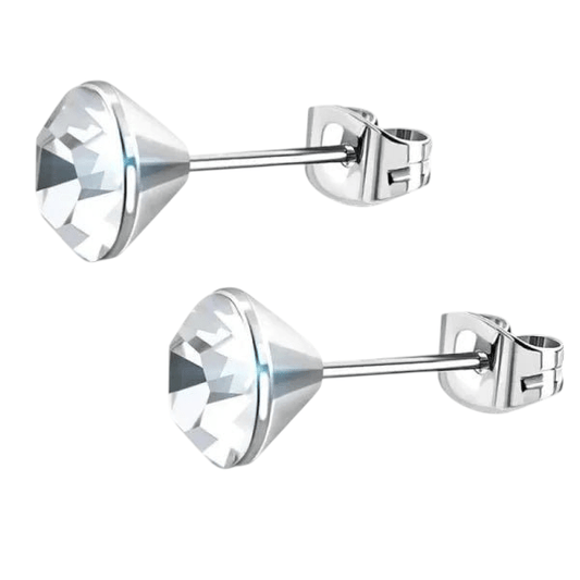 Stalen Kristal Oorbellen met transparant steentje – Zilverkleur – 3mm - Aramat Jewels - Oorbellen - cadeautip
