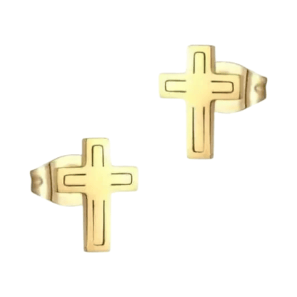 Stalen Kruisjes Oorbellen Goudkleur – 10x7mm - Aramat Jewels - Oorbellen - cadeautip