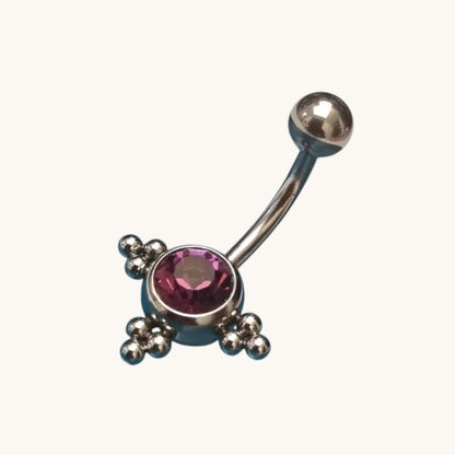 Piercing nombril en acier Eline Zircone violette