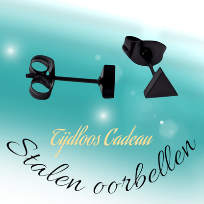 Stalen Oorbellen Driehoek Zwart – 5mm - Aramat Jewels - Oorbellen - cadeautip