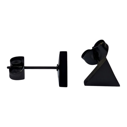 Stalen Oorbellen Driehoek Zwart – 8mm - Aramat Jewels - Oorbellen - cadeautip