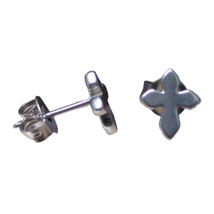 Stalen Oorbellen met kruisje – Zilverkleur – 8x7mm - oor2092 - XE19989 - Oorbellen kopen# - 8mm - alles - cadeau