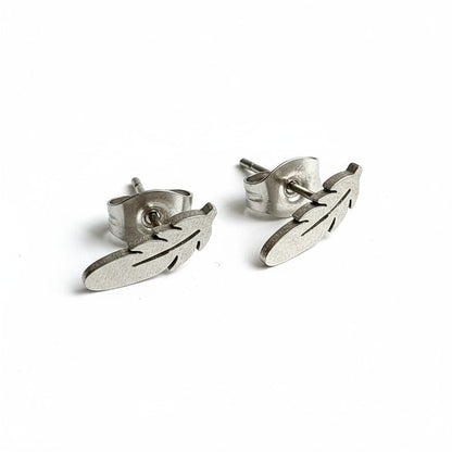 Stalen Oorstekers Veertjes Zilverkleur – 9x3mm - Aramat Jewels - Oorbellen - cadeautip
