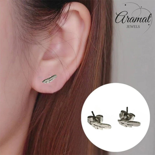 Stalen Oorstekers Veertjes Zilverkleur – 9x3mm - Aramat Jewels - Oorbellen - cadeautip