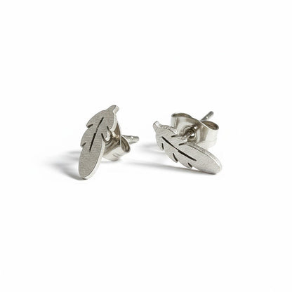 Stalen Oorstekers Veertjes Zilverkleur – 9x3mm - Aramat Jewels - Oorbellen - cadeautip
