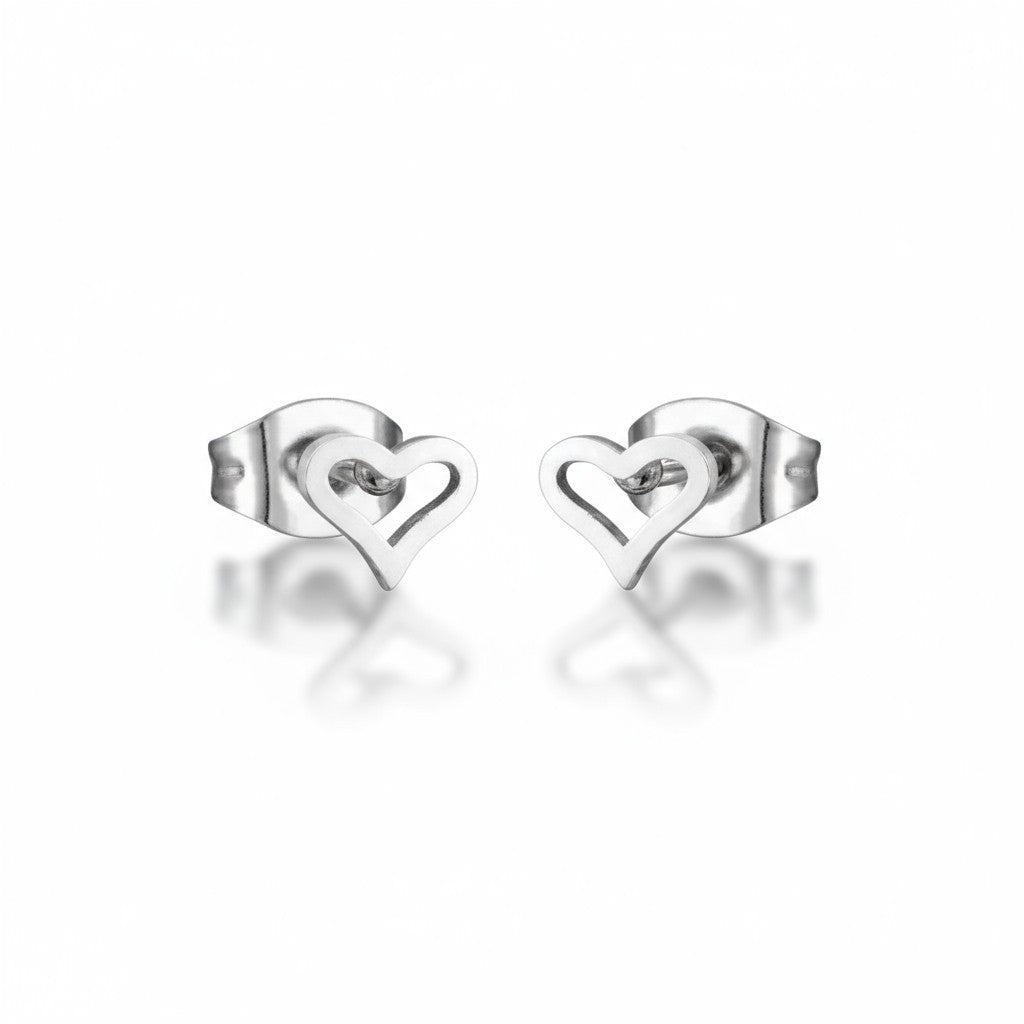 Stalen Open Hartjes Oorbellen Zilverkleur 4mm RVS - Aramat Jewels - Oorbellen - cadeautip