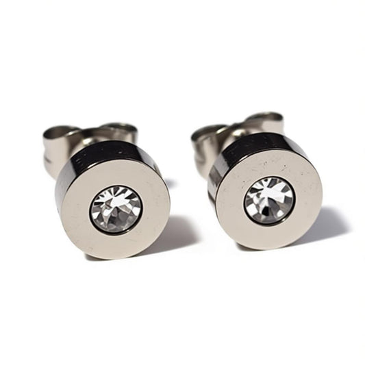 Oorbellen – RVS Transparant Kristal Zilverkleurig (7mm)