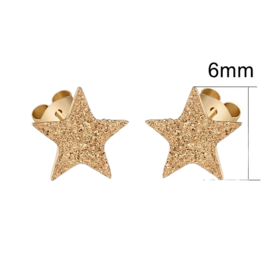 Ster oorstekers goudkleur – sandblasted – 6mm - Aramat Jewels - Oorbellen - cadeautip