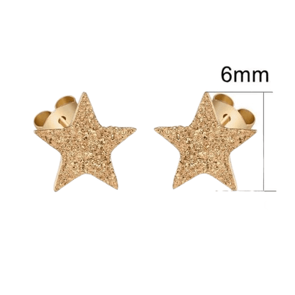 Ster oorstekers goudkleur – sandblasted – 6mm - Aramat Jewels - Oorbellen - cadeautip