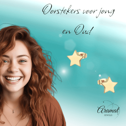 Ster oorstekers goudkleur staal – 4mm mini - Aramat Jewels - Oorbellen - cadeautip