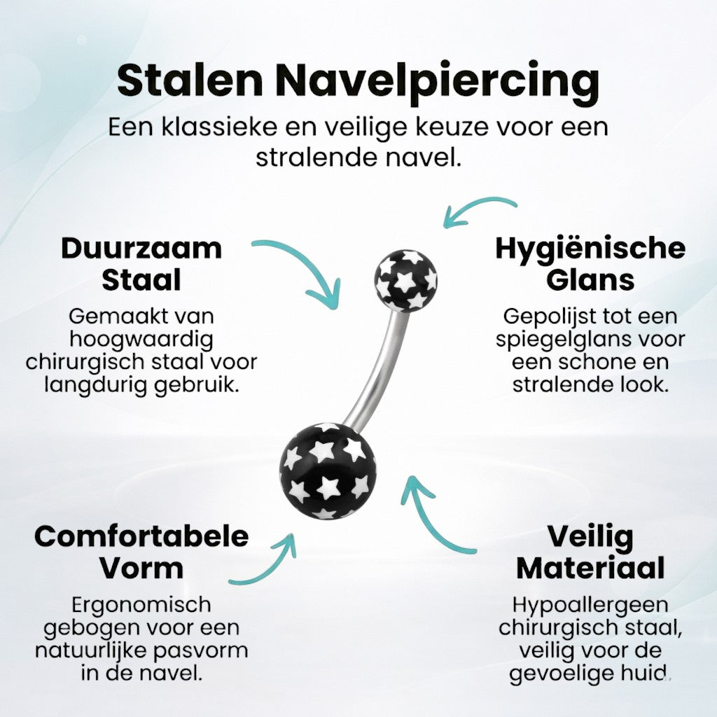 Piercing au nombril élégant en acier en forme d'étoile