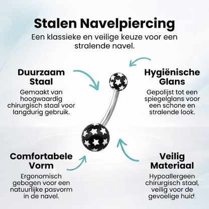 Piercing au nombril élégant en acier en forme d'étoile