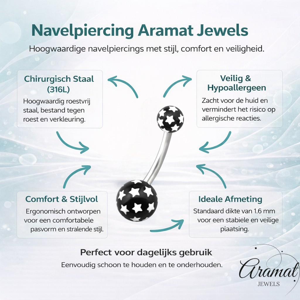 Piercing au nombril élégant en acier en forme d'étoile