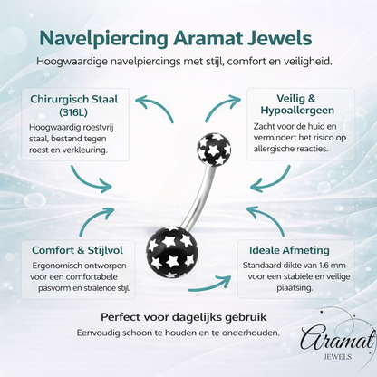 Piercing au nombril élégant en acier en forme d'étoile