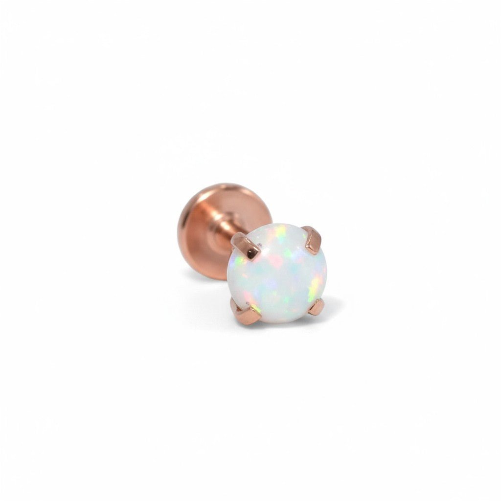 Tragus Helix Piercing – Wit Opaal – Roségoudkleur - Aramat Jewels - Piercings - cadeautip