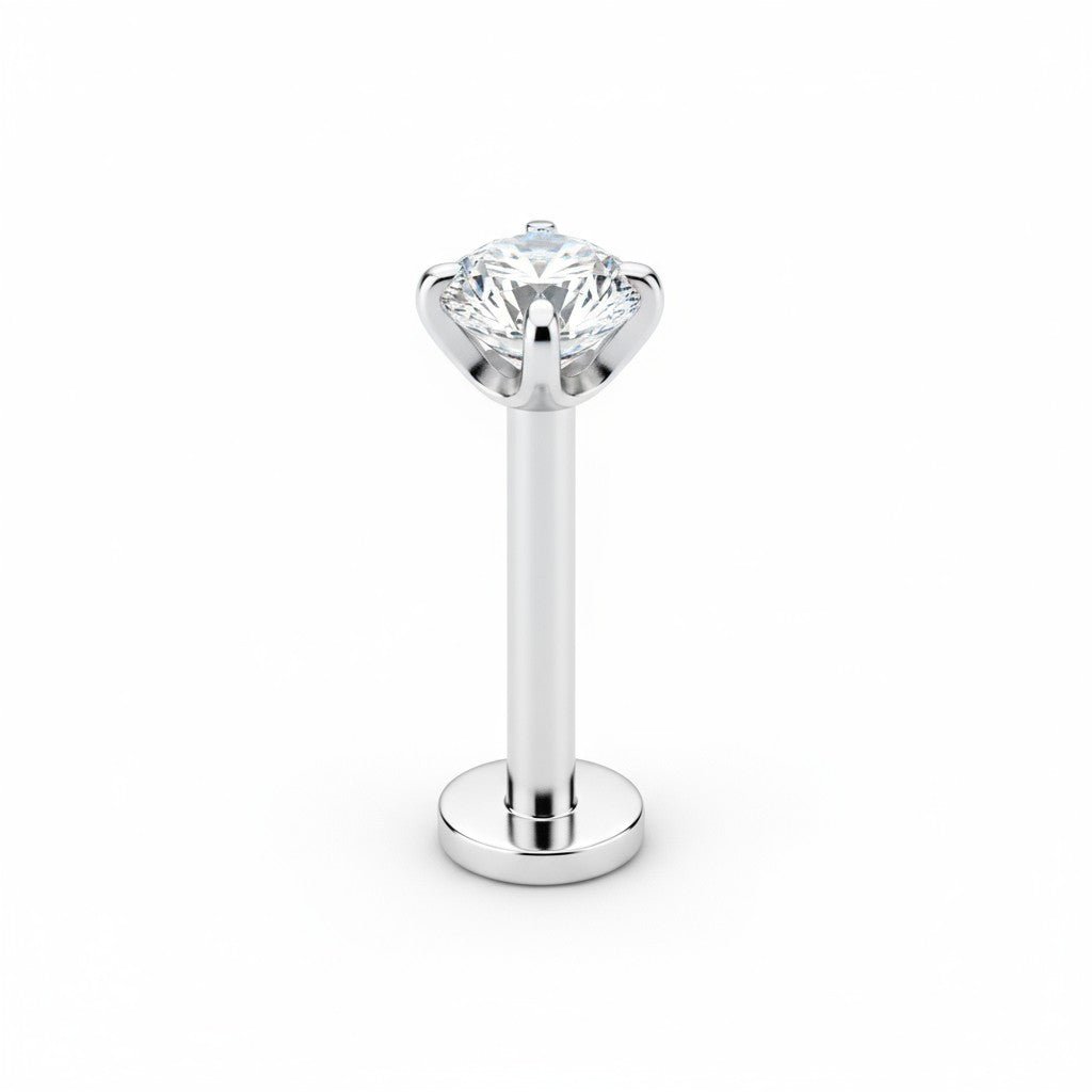 Tragus Helix Piercing – Zilverkleur – Transparant Zirkonia (4mm) - Aramat Jewels - Piercings - cadeautip