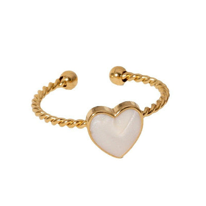 Verstelbare RVS Ring met Emaille Hartje - Goudkleur (8,5 mm) - Aramat Jewels - Ringen - cadeautip