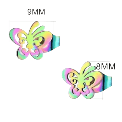 Vlinder oorstekers multikleur staal – 8x9mm open - Aramat Jewels - Oorbellen - cadeautip