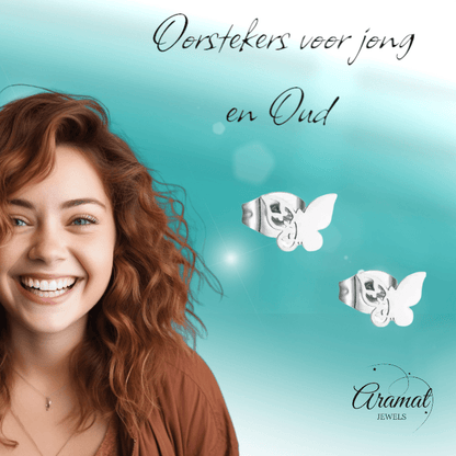 Vlinder oorstekers staal – 3 vlinders - zilverkleurig - Aramat Jewels - Oorbellen - cadeautip