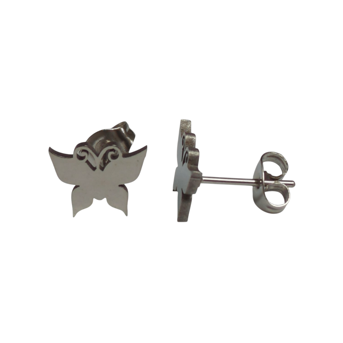 Vlinder oorstekers staal – zilverkleur 8x10mm dicht - Aramat Jewels - Oorbellen - cadeautip