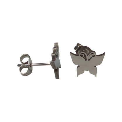 Vlinder oorstekers staal – zilverkleur 8x10mm dicht - Aramat Jewels - Oorbellen - cadeautip