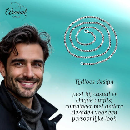 Vossenstaart Halsketting RVS 100 cm – 3 mm - Aramat Jewels - Halskettingen - cadeautip