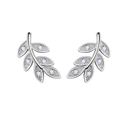 Zilveren Blaadje Oorbellen Zirkonia – 9x6mm - Aramat Jewels - Oorbellen - cadeautip