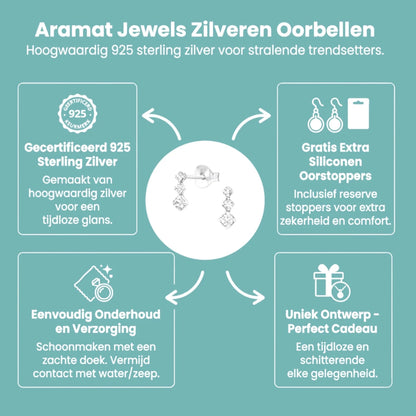 Zilveren Kinder Oorbellen met Kristal - Aramat Jewels - Oorbellen - cadeautip