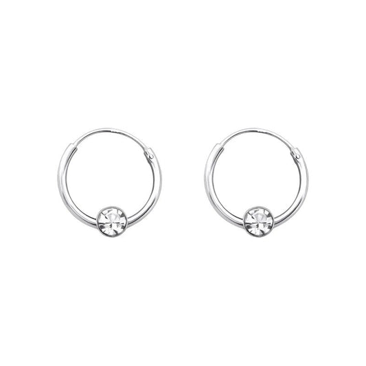 Zilveren Kinder Oorringetjes - Transparant Kristal - 10mm - oor459 - 825 - Oorringen kopen# - 10mm - 925 Zilver
