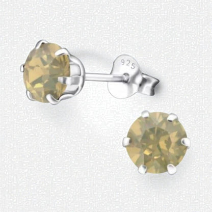 Zilveren Oorbellen met 6mm Opaal Zand - Aramat Jewels - Oorbellen - cadeautip