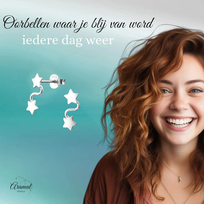 Zilveren Ster Oorbellen van Aramat Jewels® - oor916 - 18830 - Oorbellen kopen# - 11mm - 925 Zilver