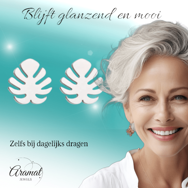 Zilverkleurige blad oorbellen Ø10 mm - oor4237 - Oorbellen kopen# - 10mm - alles - blad