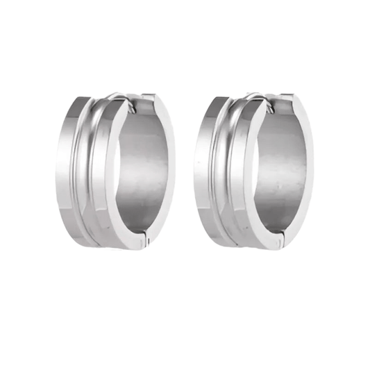 Zilverkleurige Stalen Oorbellen - Modern Design - oor5802 - se42134 - Oorringen kopen# - 19mm - 7mm - alles