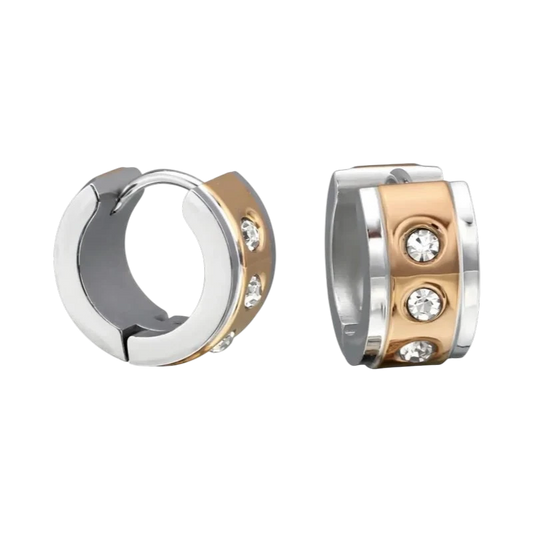 Oorringen – Staal Huggies Zirkonia Bicolor (13mm)