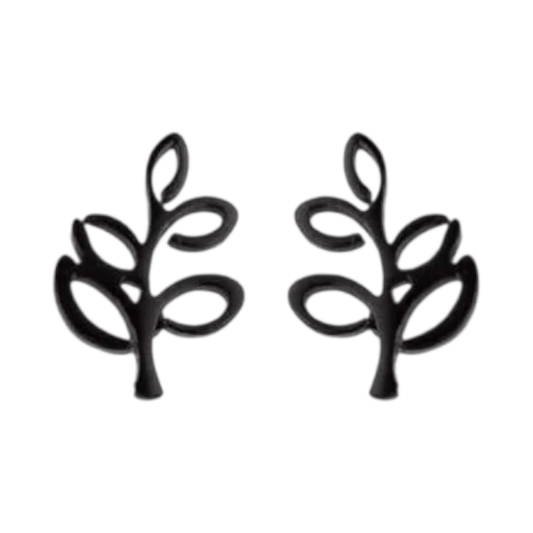 Zwarte Blaadjes Oorbellen RVS - 10x7 mm - oor4240 - Oorbellen kopen# - 10mm - alles - blad